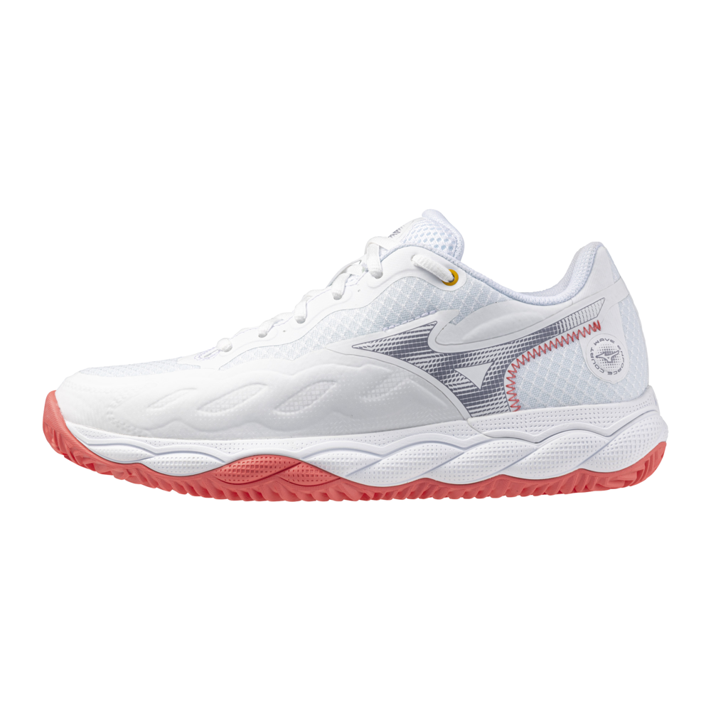 Mizuno WAVE ENFORCE COURT CC tennis White/Blue Granite/Calypso Coral Women 38,5