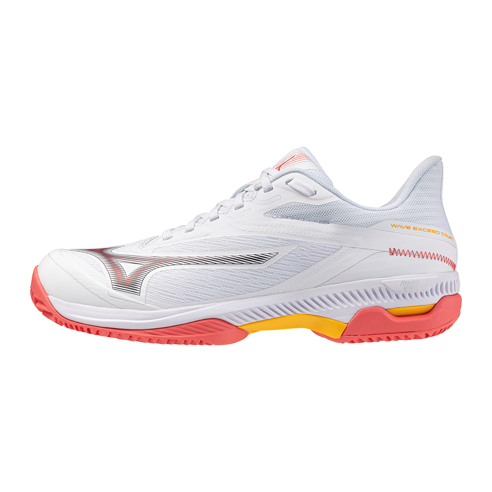 Mizuno WAVE EXCEED COURT CC Scarpe da tennis Bianco/Calypso Coral/Citrus Donna Taglia42,5