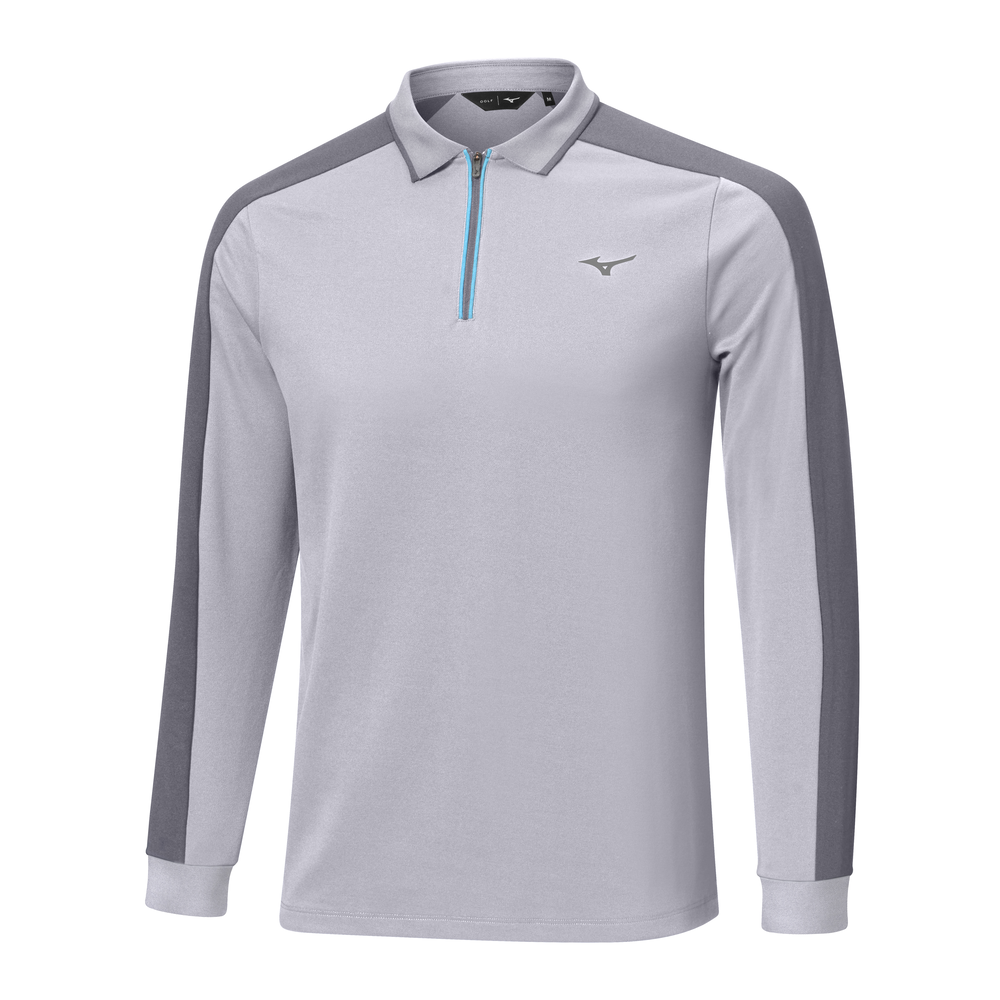 Mizuno Showdown Long Sleeve Polo Quicksilver Homme TailleXL